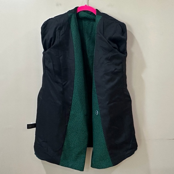 RACHEL ZOE Jacket Blazer Green Black Striped Double Breasted Women M Retro - Picture 4 of 8